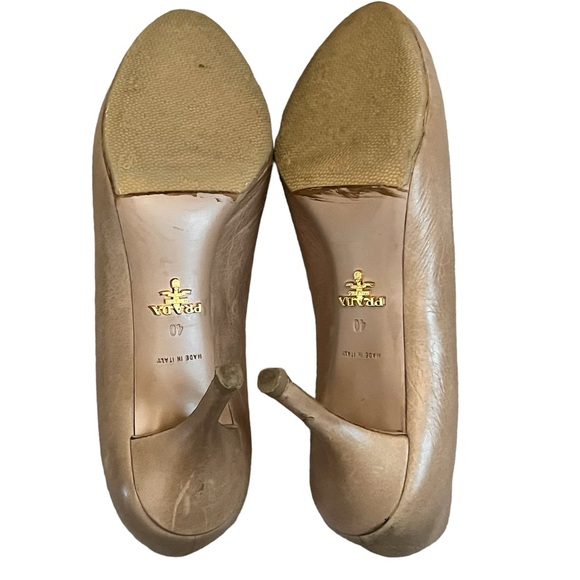 Prada Leather Cream Round Toe Heel 10 - Picture 6 of 10